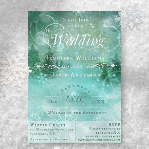 Invitation Mariage hivernal en bois enneigé
