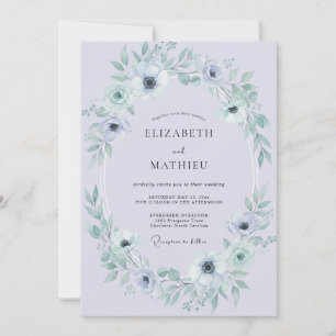 Invitation Mariage hivernal éthéré lavande pâle