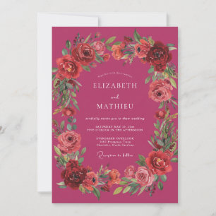 Invitation Mariage hivernal luxuriant magenta