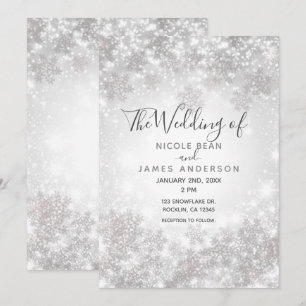 Invitation Mariage hivernal merveilleux flocons de neige étin