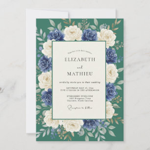 Invitation Mariage hivernal pittoresque sarcelle