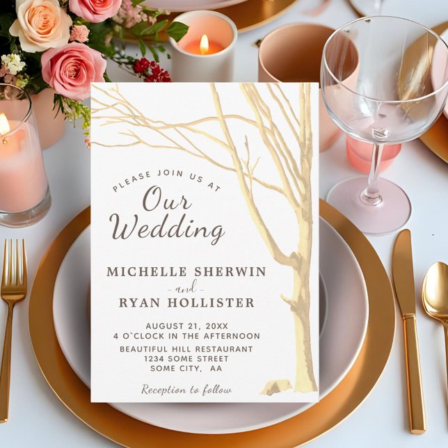 Invitation Mariage hivernal rustique simple Arbre d'automne (Créateur téléchargé)