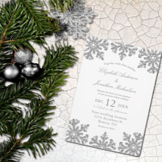 Invitation Mariage hivernal Silver Snowflake