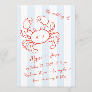 Invitation Mariage Homard Naudet Rouge Bleu Manuscrit