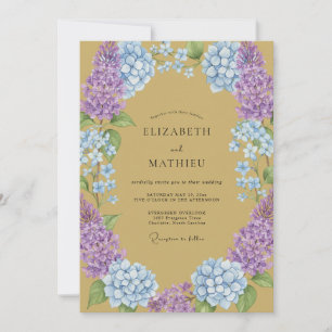 Invitation Mariage Hortensia Ocre Eucalyptus Améthyste
