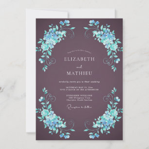 Invitation Mariage Hydrangea Aqua Mûre