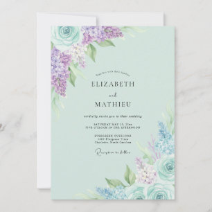 Invitation Mariage Hydrangea Lilas Menthe Eucalyptus