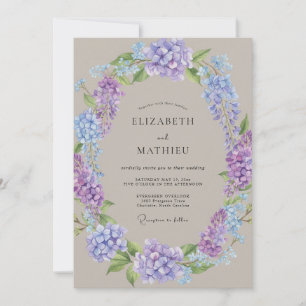 Invitation Mariage Hydrangea Lilas Pervenche Eucalyptus