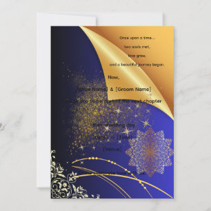 Invitation Mariage indien élégant bleu royal et or