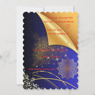 Invitation Mariage indien élégant bleu royal et or