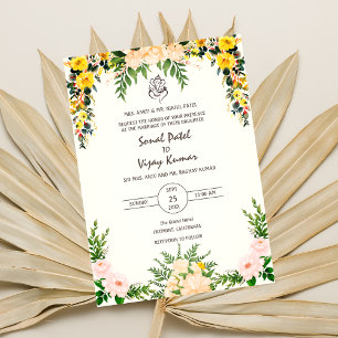 Invitation Mariage indien Ganesha Logo Floral