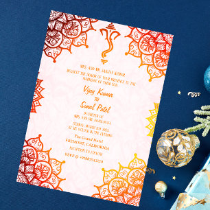Invitation Mariage indien Golden Elements Image personnalisée