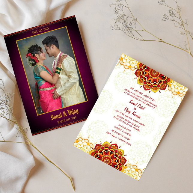 Invitation Mariage indien hindou Couple Image Chakra Design (Créateur téléchargé)