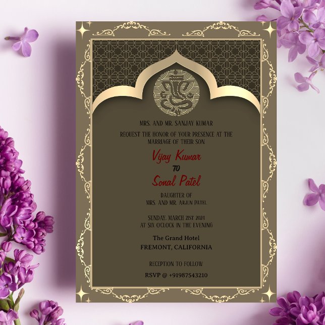Invitation Mariage indien hindou Ganesha avec des éléments do (Créateur téléchargé)
