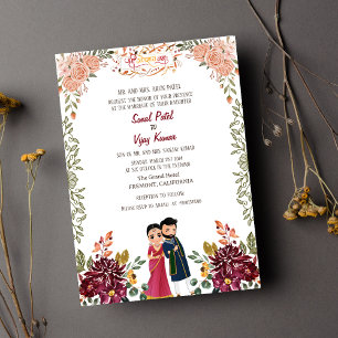 Invitation Mariage indien hindou Ganesha Floral