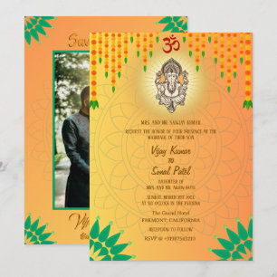 Invitation Mariage indien hindou Ganesha Image personnalisée