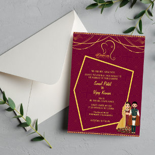 Invitation Mariage indien hindou Ganesha Royal Golden