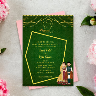 Invitation Mariage indien hindou Ganesha Royal Golden