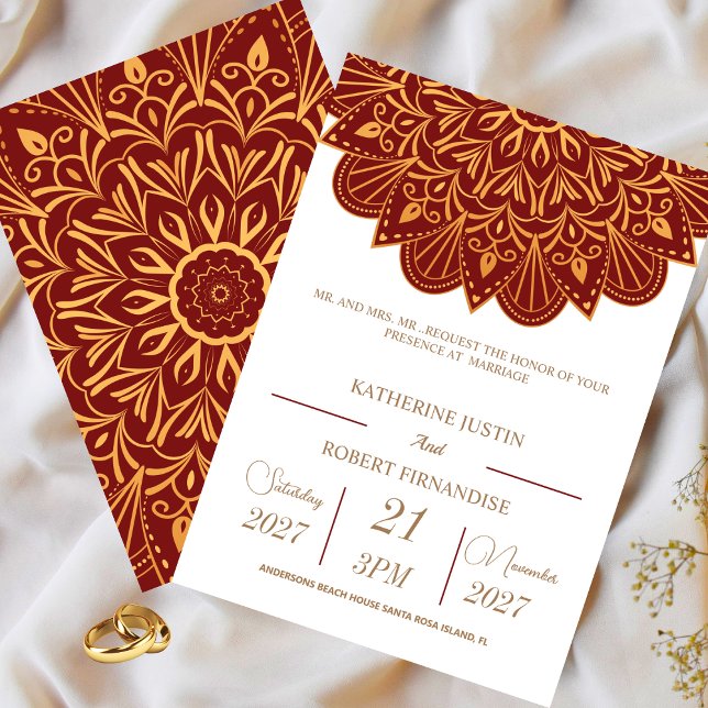 Invitation Mariage indien Mandala traditionnel OR (Créateur téléchargé)
