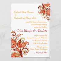 Mariage indien Paisley Floral Gold Red Orange