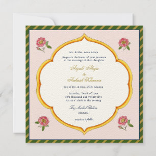 Invitation mariage indien Peacock vintage Watercolor