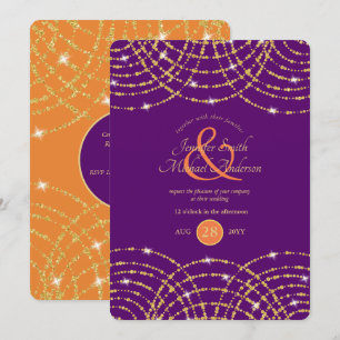 Invitation Mariage indien Purple Coral Gold Lumières