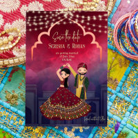 Mariage indien sauver la date mignon couple nuptia