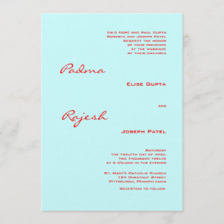 Invitation Mariage indien Turquoise et Red Paisley
