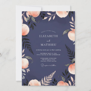 Invitation Mariage Indigo Abricot Fruit Eucalyptus