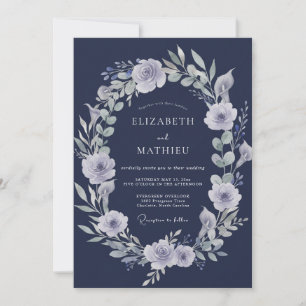 Invitation Mariage Indigo Argent Eucalyptus