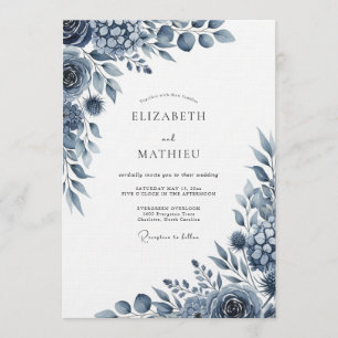Invitation Mariage Indigo Artistic Flourish