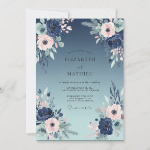 Invitation Mariage Indigo Blush Pivoine