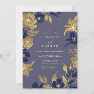 Invitation Mariage Indigo Gold Lily
