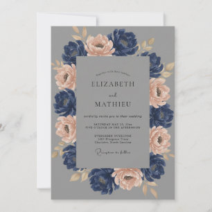 Invitation Mariage Indigo Pivoine Slate