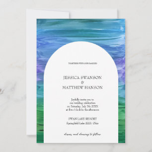 Invitation Mariage indigo riche, vert profond et améthyste