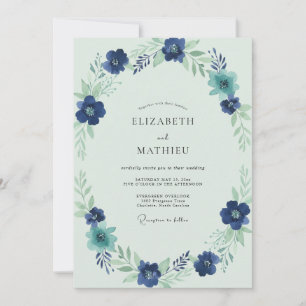 Invitation Mariage Indigo Saphir Pétales
