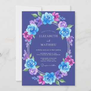 Invitation Mariage Indigo Violet Pivoine