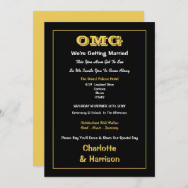 Invitation Mariage informel Black Gold