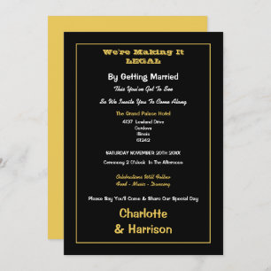 Invitation Mariage informel Black Gold