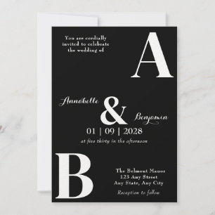 Invitation Mariage initial élégant et moderne