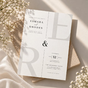Invitation Mariage Initiales Monogramme Moderne 