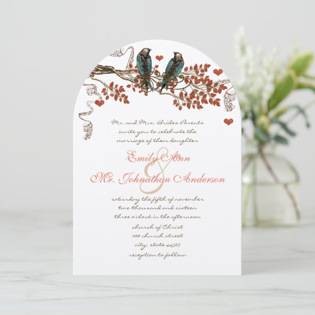 Invitation Mariage Inséparable de la feuille de chute d'ambre (Debout devant)