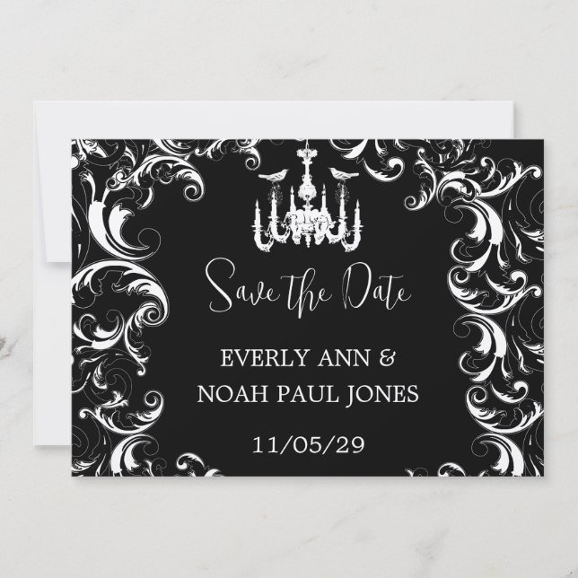 Invitation Mariage Inséparable de lustre noir (Devant)