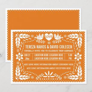 Invitation Mariage inséparable de papillon orange
