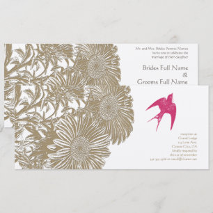 Invitation Mariage Inséparable rose Vintage rustique