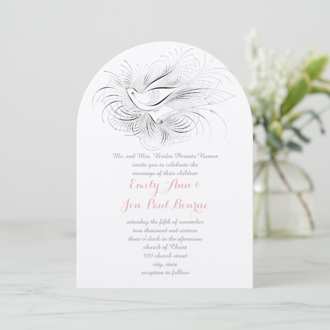 Invitation Mariage Inséparable Vintage Pen Flourish (Debout devant)