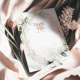 Invitation Mariage Insertion Merci Vert & Or Rustique