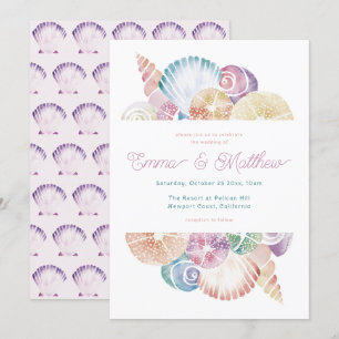 Invitation Mariage inspiré de la mermaid et coquillage à l'aq