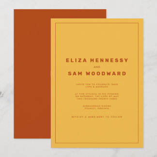 Invitation Mariage inspiré d'Orange et Jaune Wes Anderson