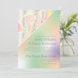 Invitation Mariage inspiré Iridescente Silver Pastel Gems